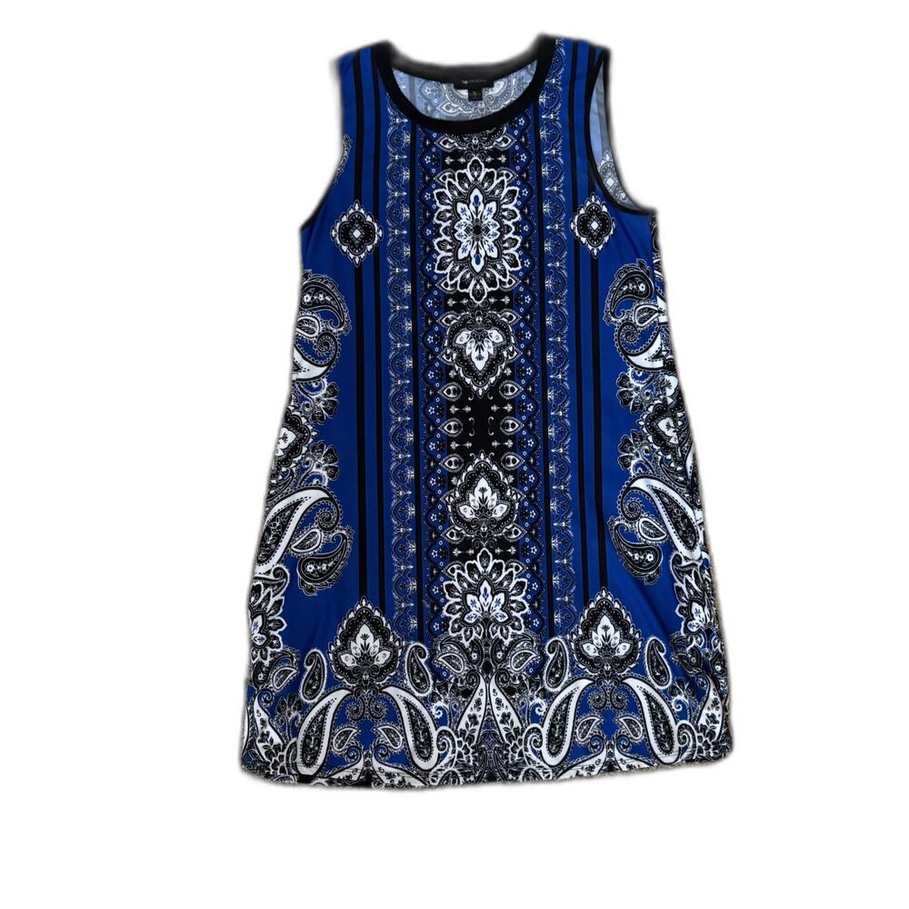 AB Studio Dress XL Sleeveless A-Line Shift Summer Paisley Artsy Twee Retro